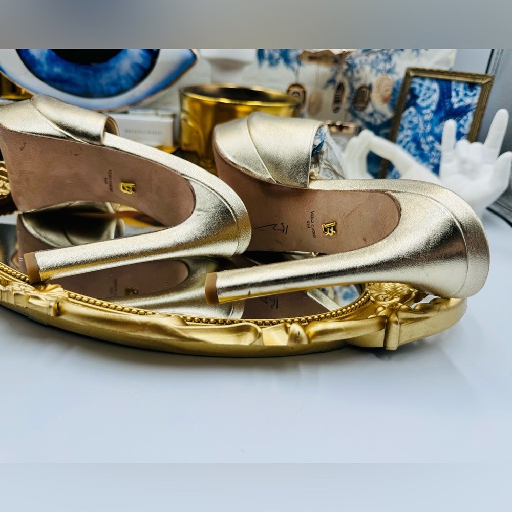 🆕 VERONICA BEARD 🧿 NWOB Dali Platform Mule - Light Gold - Size 6 - Picture 6 of 16